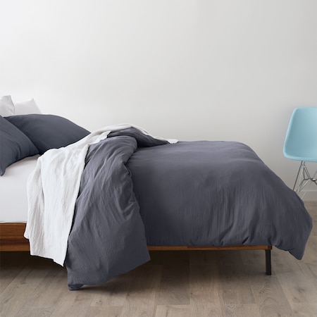 Microfiber Duvet Cover Set - Charcoal - Full/Queen